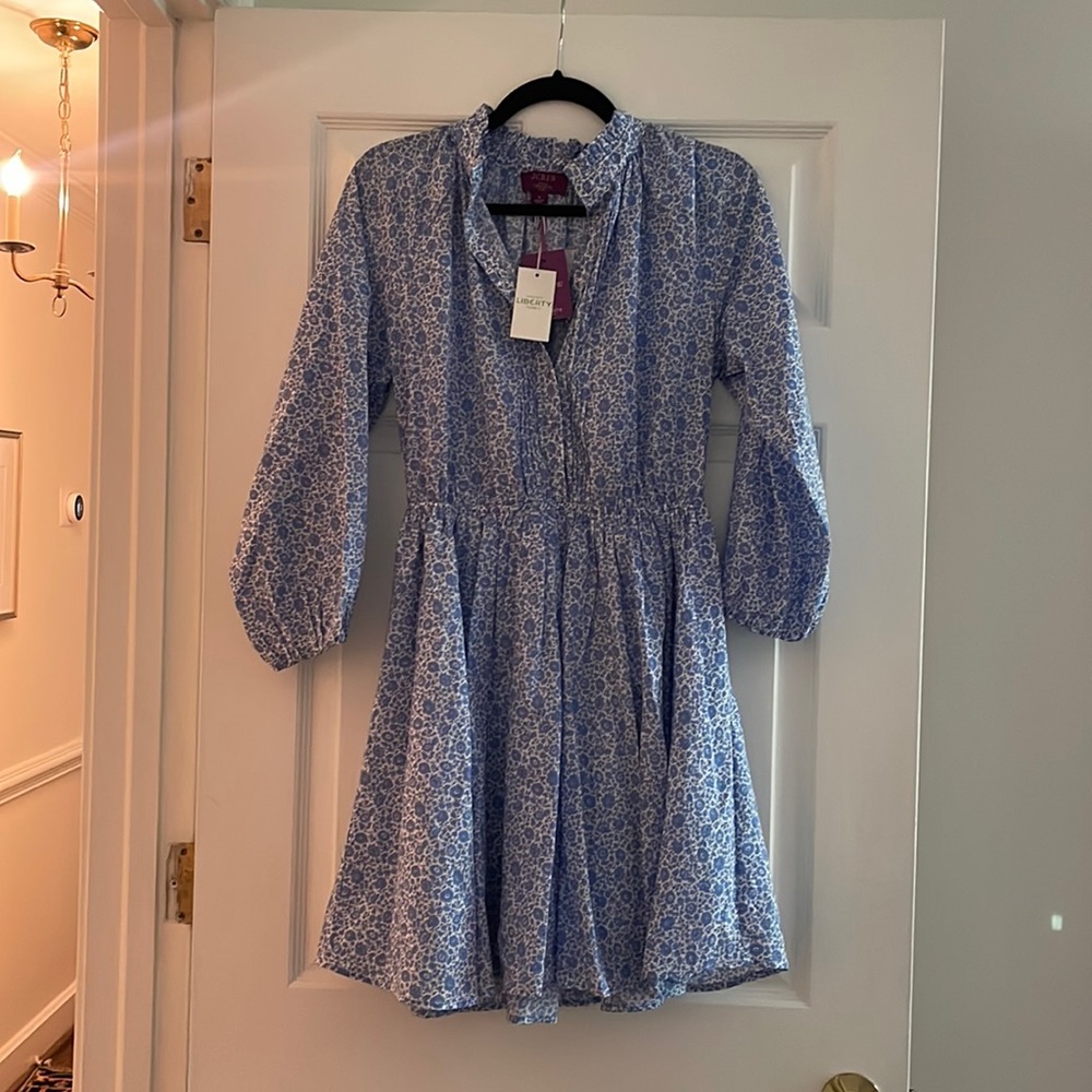 NWT, J Crew Ruffle-collar mini dress in Liberty® D'Anjo Coast fabric